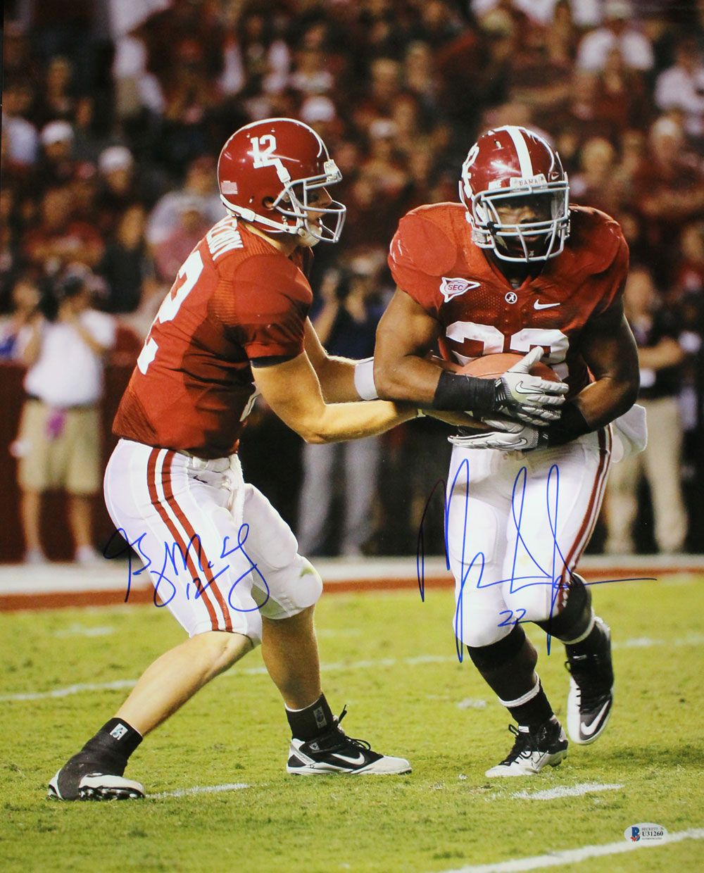 Greg McElroy &amp; Mark Ingram Signed Alabama Crimson Tide 16x20 Photo BAS