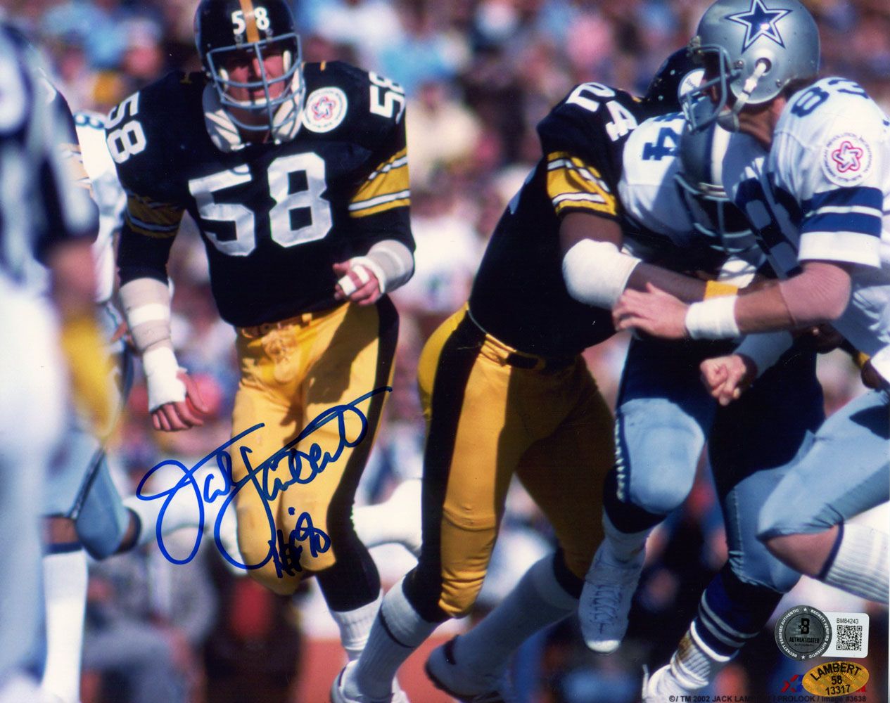 Jack Lambert Autographed Pittsburgh Steelers 8x10 Photo HOF BAS 45552