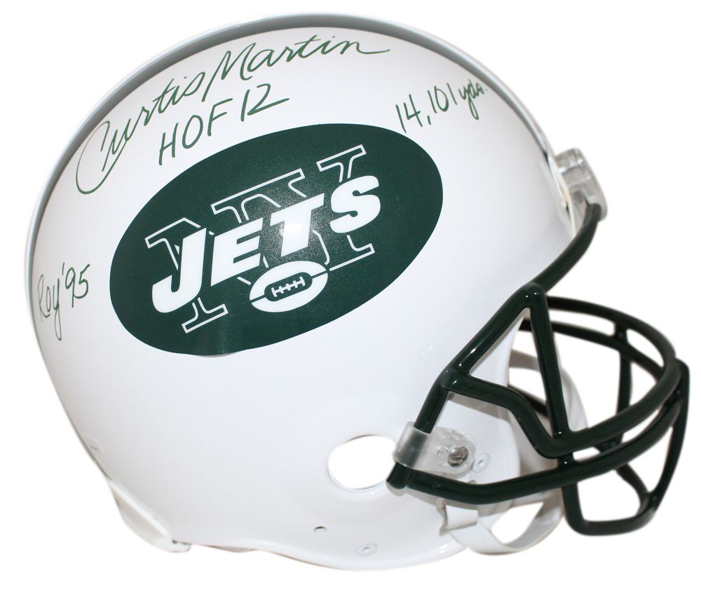 Curtis Martin Autographed New York Jets Authentic Helmet 3 Insc ROY JSA