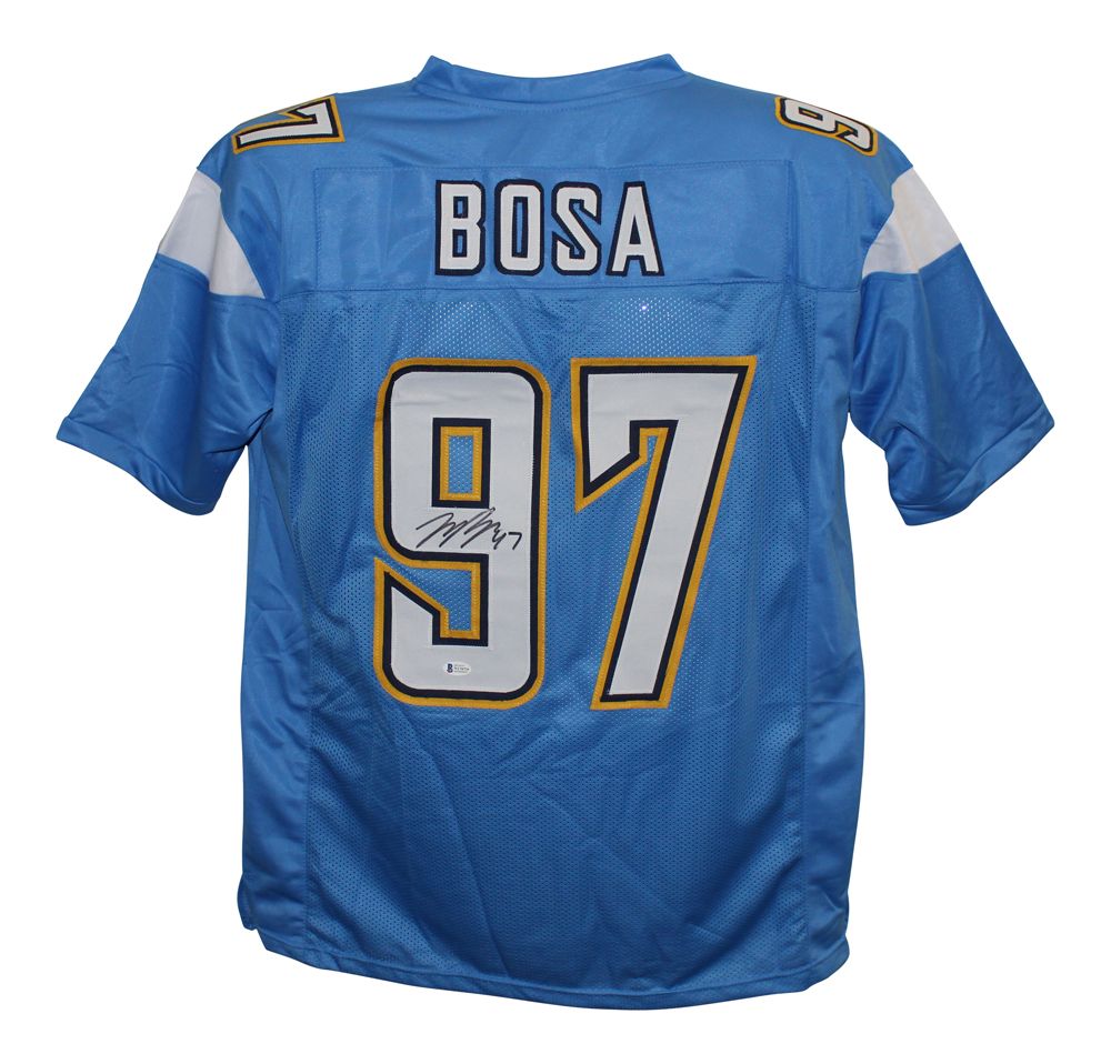 Joey Bosa Autographed/Signed Pro Style Blue XL Jersey BAS