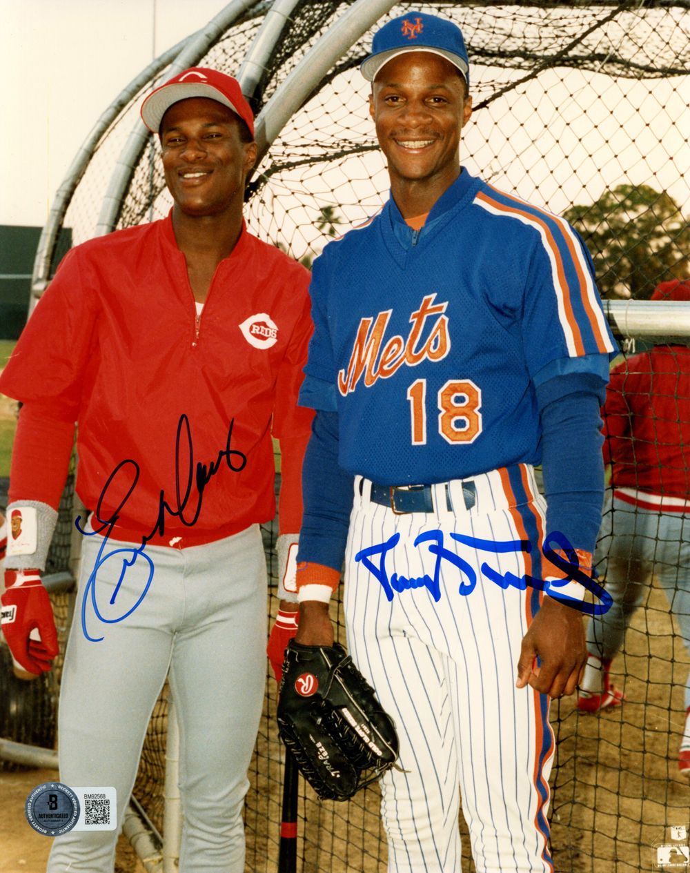Darryl Strawberry &amp; Eric Davis Autographed 8x10 Photo Beckett 45143