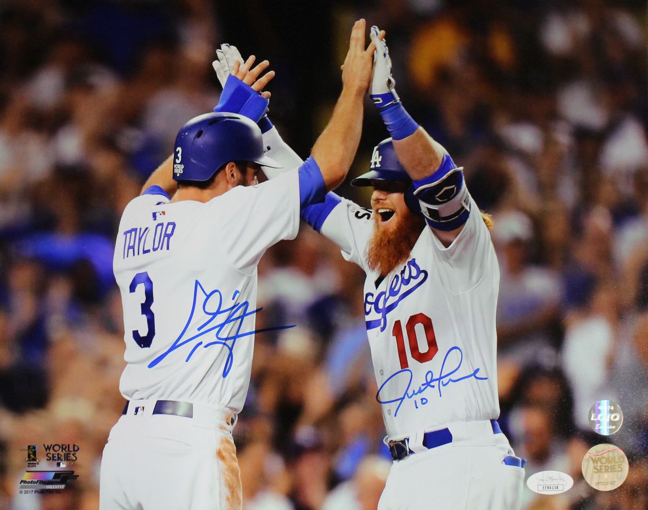 Justin Turner &amp; Chris Taylor Signed Los Angeles Dodgers 11x14 Photo JSA PF