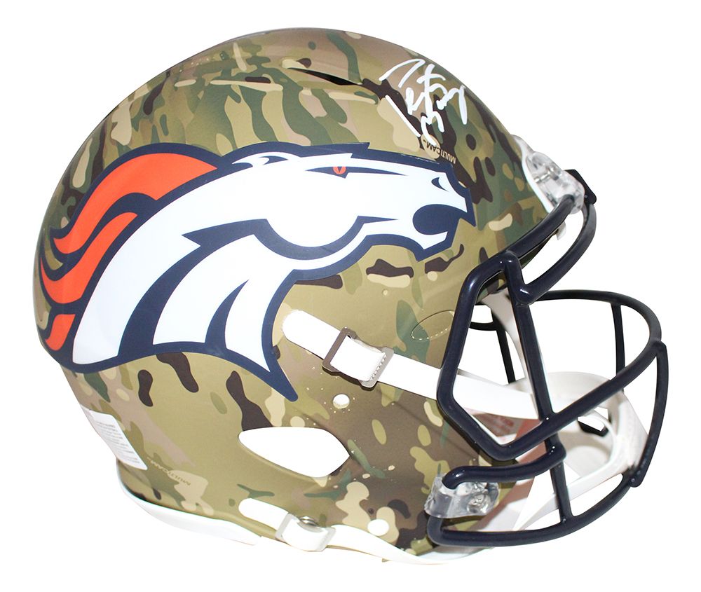 Peyton Manning Autographed Denver Broncos Authentic Camo Helmet FAN