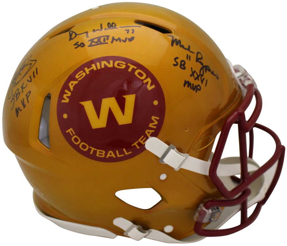 Riggins Rypien &amp; Williams Signed WFT Authentic Flash Speed Helmet BAS