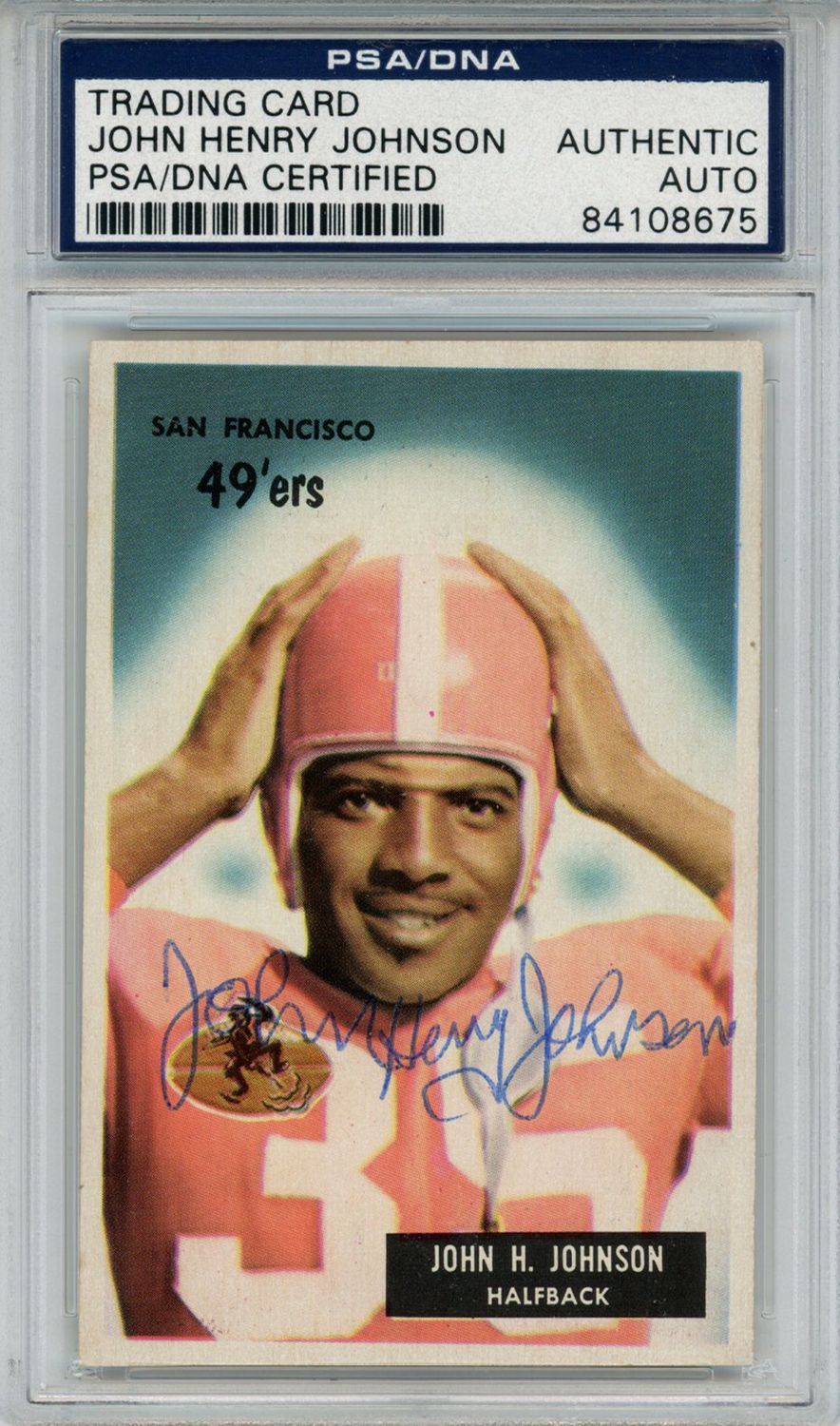 John Henry Johnson Autographed 1955 Bowman #42 Trading Card PSA Slab