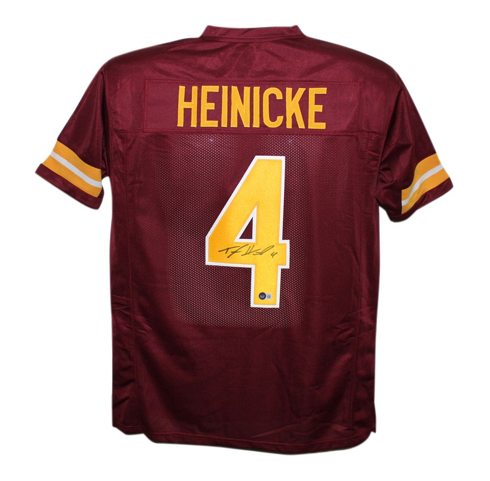 Taylor Heinicke Autographed/Signed Pro Style Burgandy XL Jersey Beckett