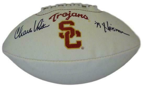 Charles White Autographed USC Trojans white panel football Heisman
