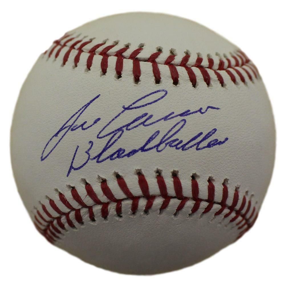 Jose Canseco Autographed Oakland Athletics OML Baseball Black Balled JSA
