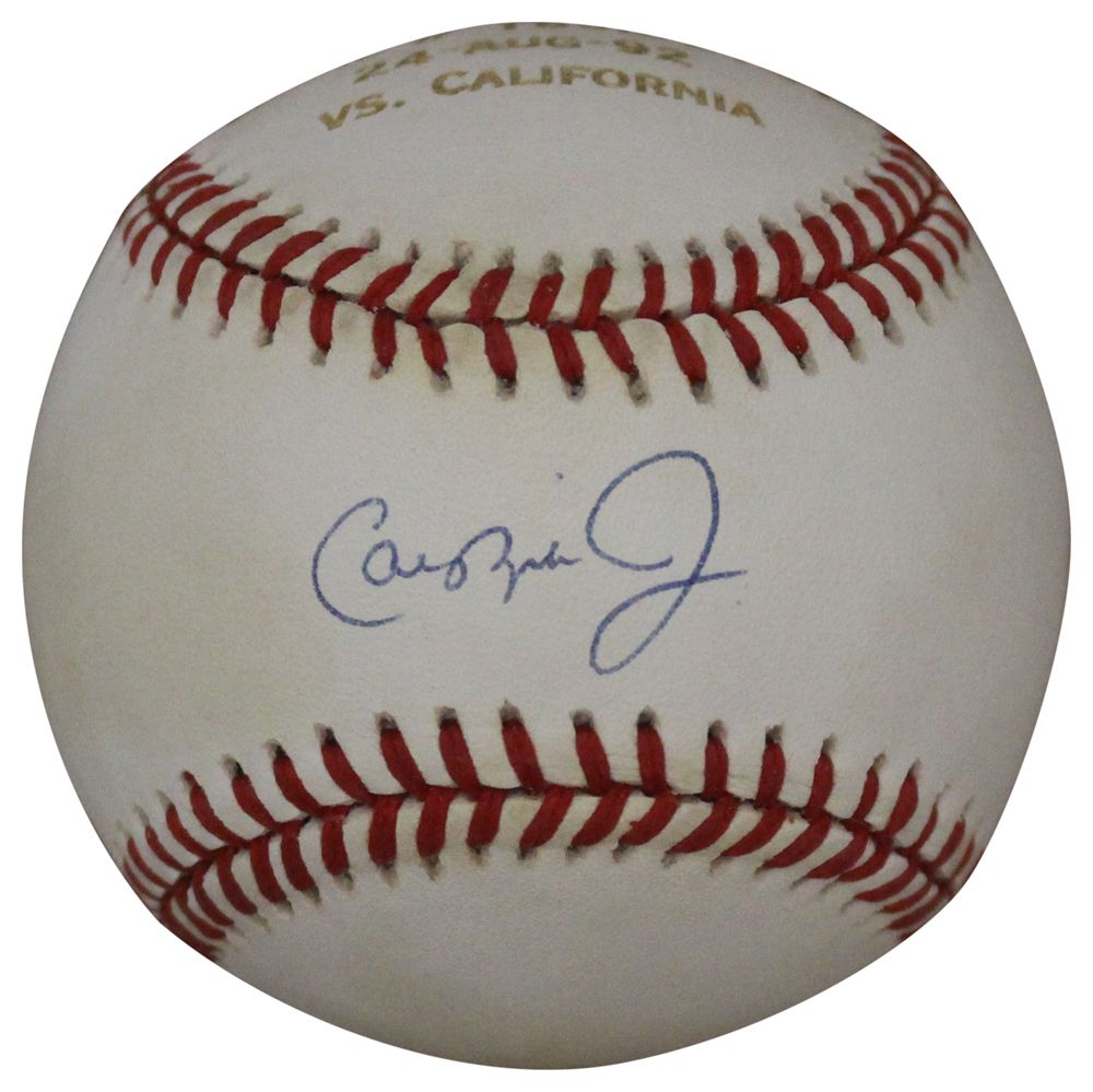 Cal Ripken Jr. Autographed Orioles American League Baseball Engraved BAS