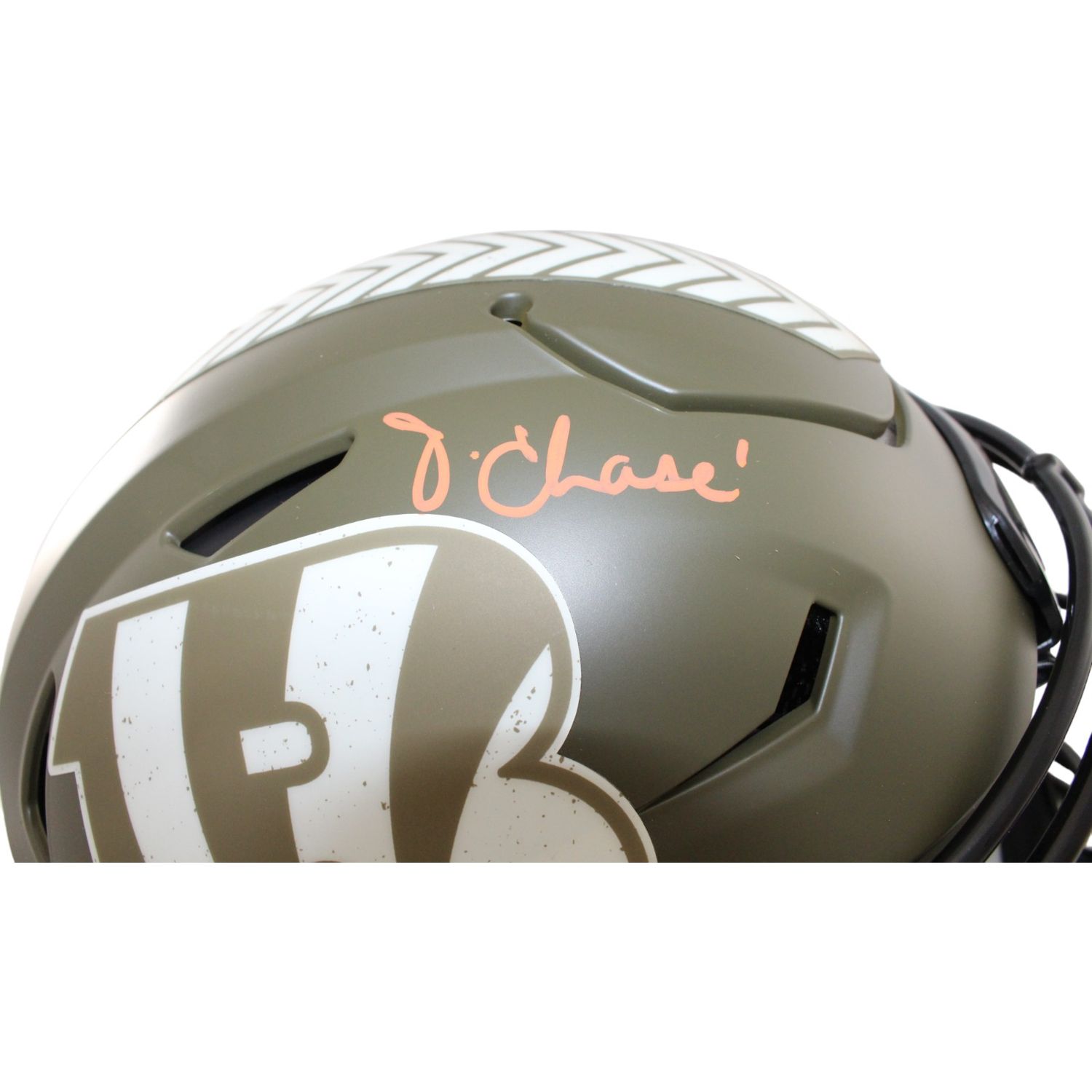 Ja&#39;Maar Chase Signed Cincinnati Bengals 22 Salute Speedflex Helmet BAS 44569