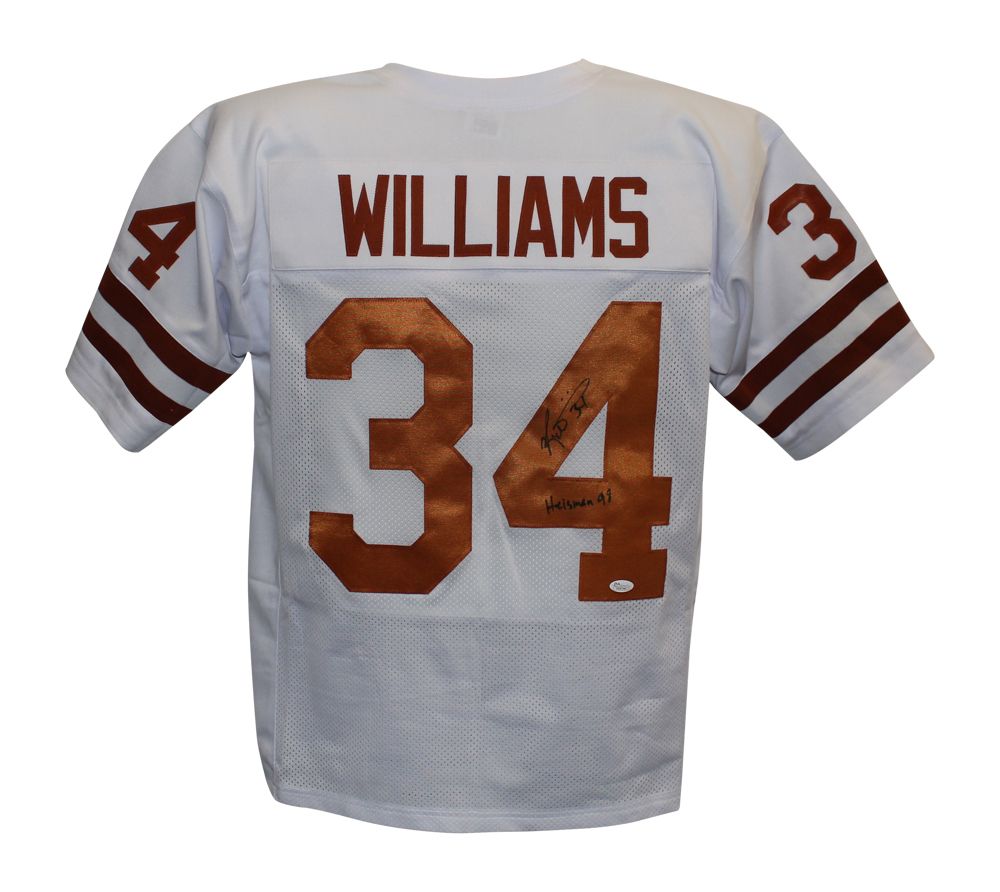 Ricky Williams Autographed College Style White XL Jersey Heisman JSA