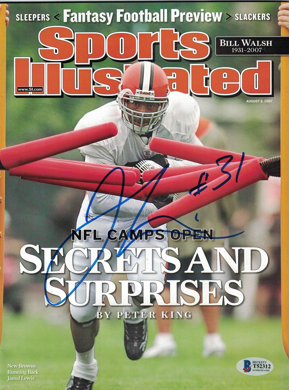 Jamal Lewis Signed Cleveland Browns 2007 Sports Illustrated Magazine BAS