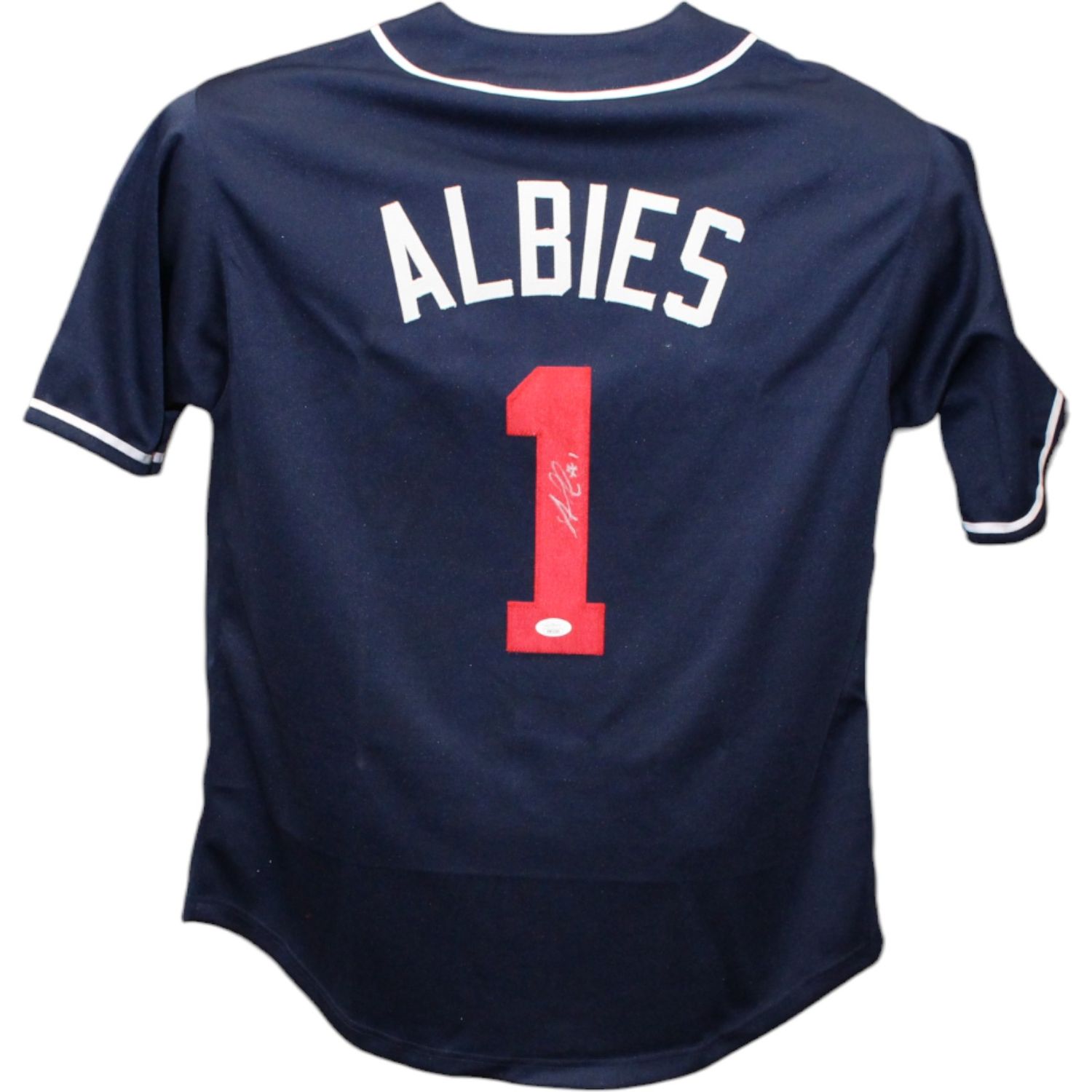Ozzie Albies Autographed/Signed Pro Style Blue Jersey JSA