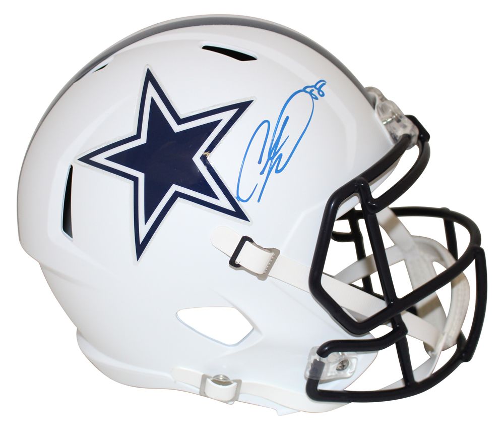CeeDee Lamb Autographed/Signed Dallas Cowboys Flat White Helmet FAN