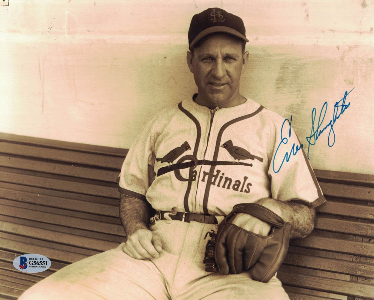 Enos Slaughter Autographed/Signed St Louis Cardinals 8x10 Photo BAS