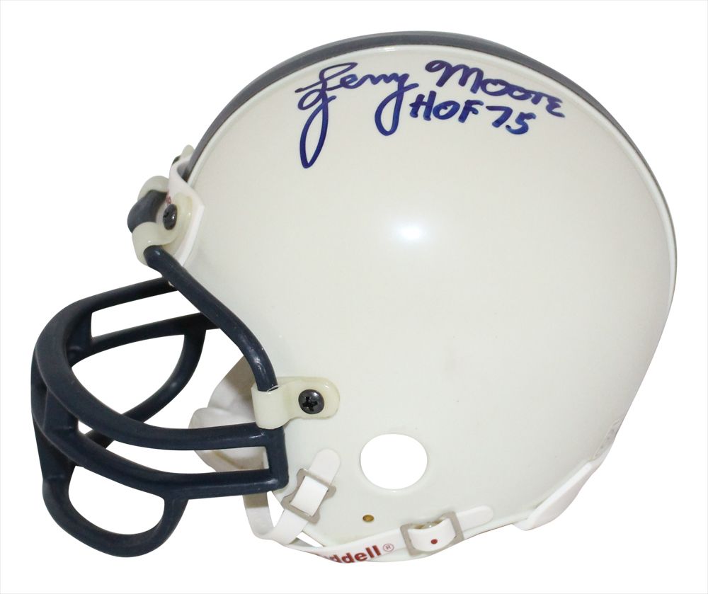 Lenny Moore Signed Penn State Nittany Lions Replica Mini Helmet HOF BAS