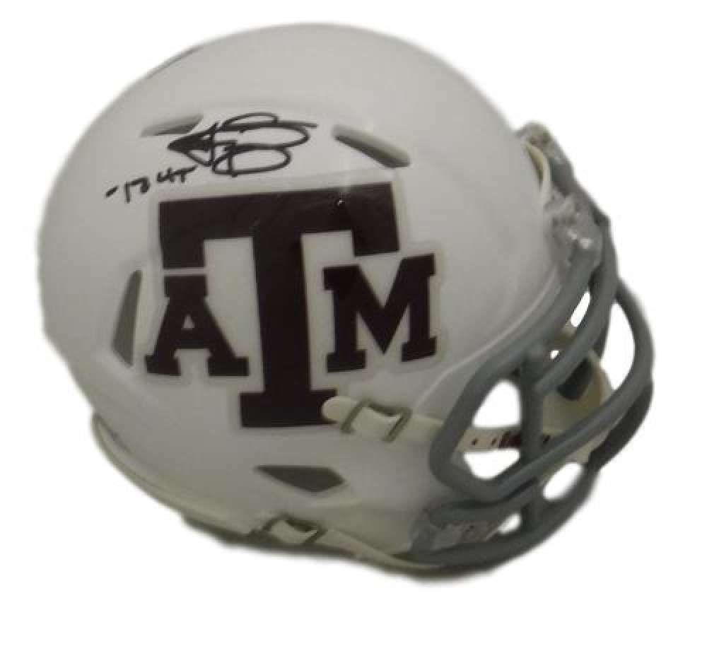 Johnny Manziel Autographed Texas A&amp;M Aggies Riddell Mini Helmet (White) HT JSA