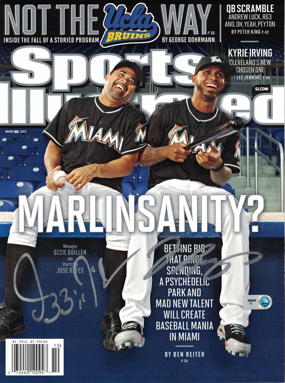 Ozzie Guillen &amp; Jose Reyes Signed Miami Marlins Sports Illustrated MLB