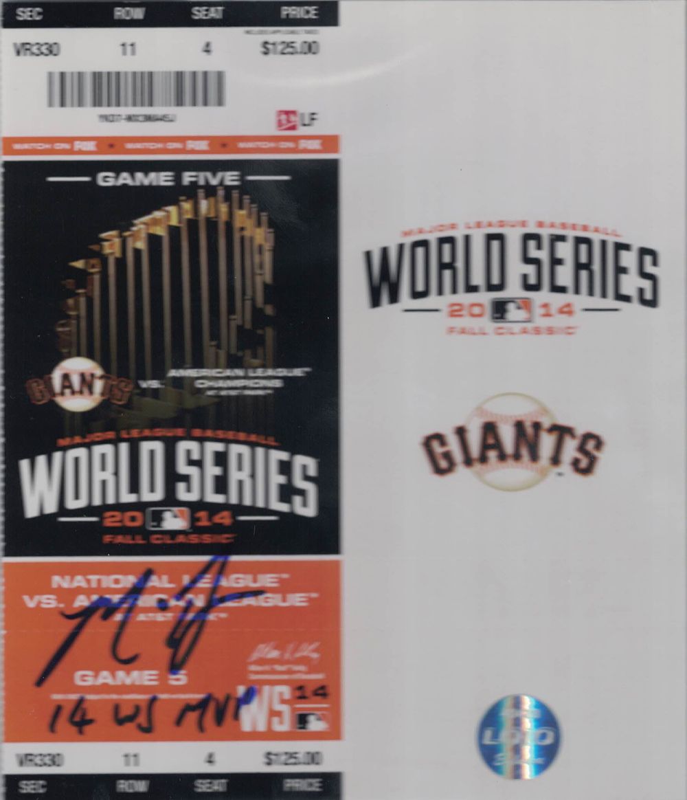 Madison Bumgarner Signed 2014 World Series Game 5 Ticket WS MVP BAS Slab