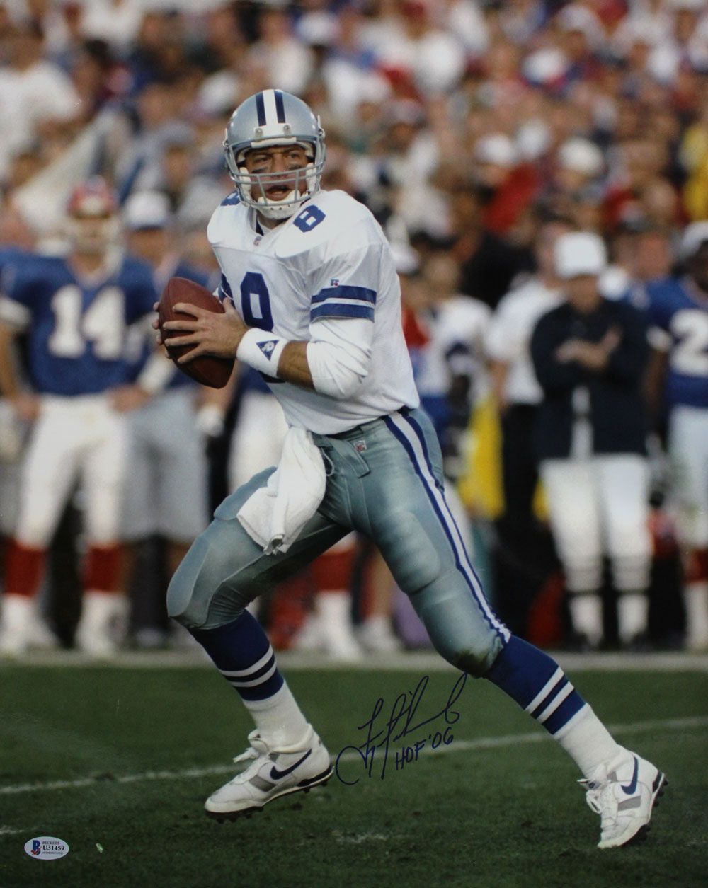 Troy Aikman Autographed/Signed Dallas Cowboys 16x20 Photo HOF BAS