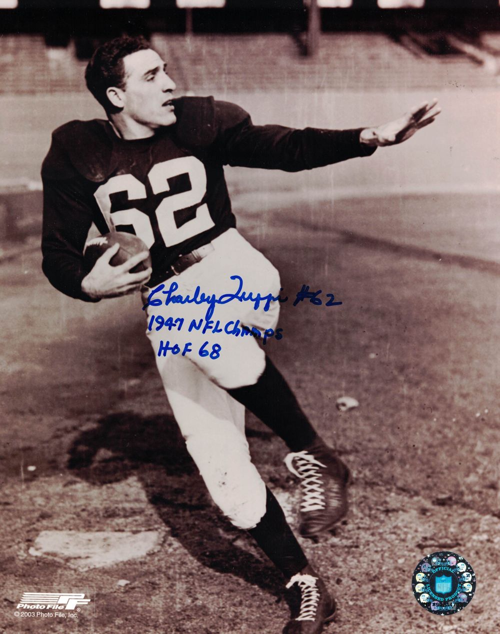Charley Trippi Autographed/Signed Chicago Cardinals 8x10 Photo 2 Insc