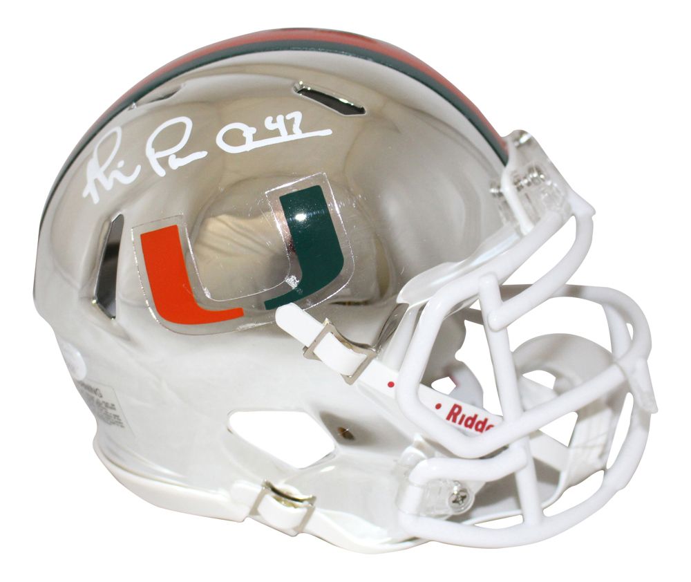 Michael Irvin Autographed/Signed Miami Hurricanes Chrome Mini Helmet JSA