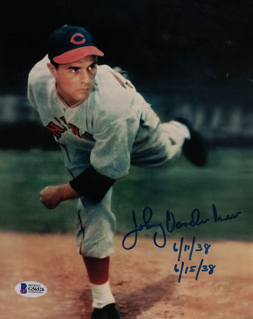 Johnny Vander Meer Autographed/Signed Cleveland Indians 8x10 Photo BAS