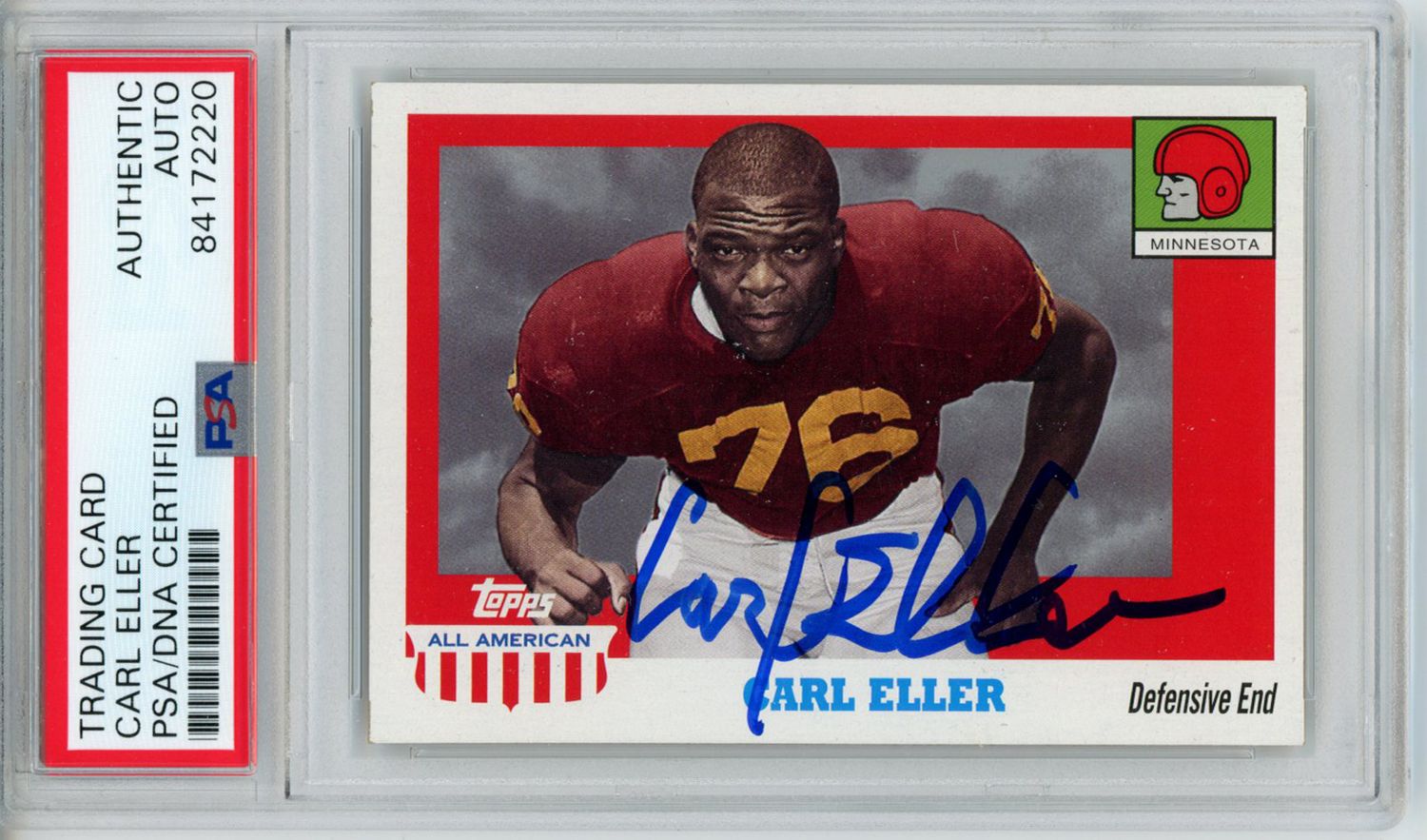 Carl Eller Autographed 2005 Topps All American Trading Card PSA Slab