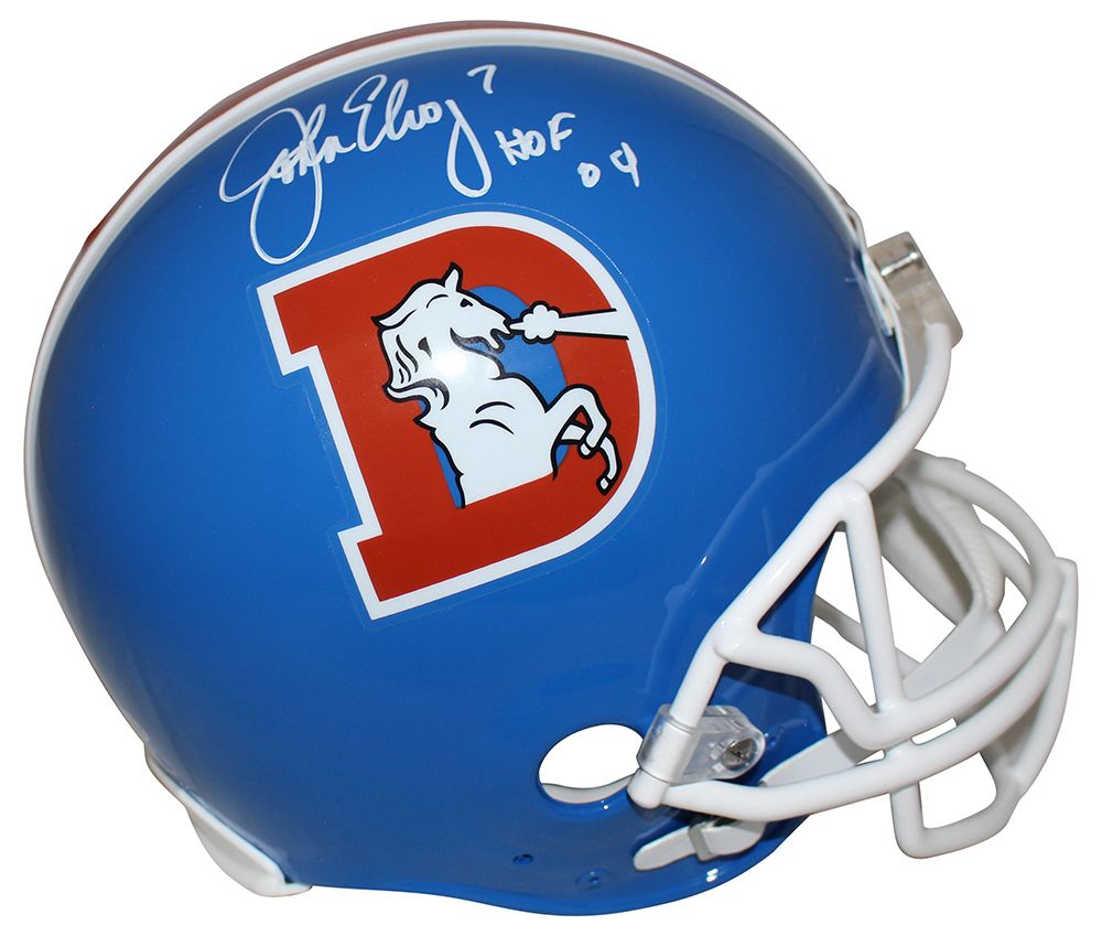 John Elway Autographed Denver Broncos Authentic D Logo Helmet HOF BAS