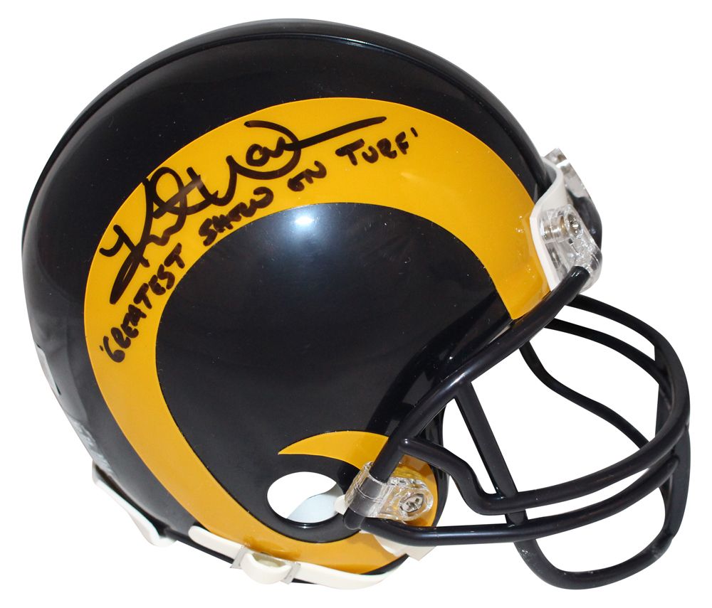 Kurt Warner Autographed Los Angeles Rams TB Mini Helmet Beckett