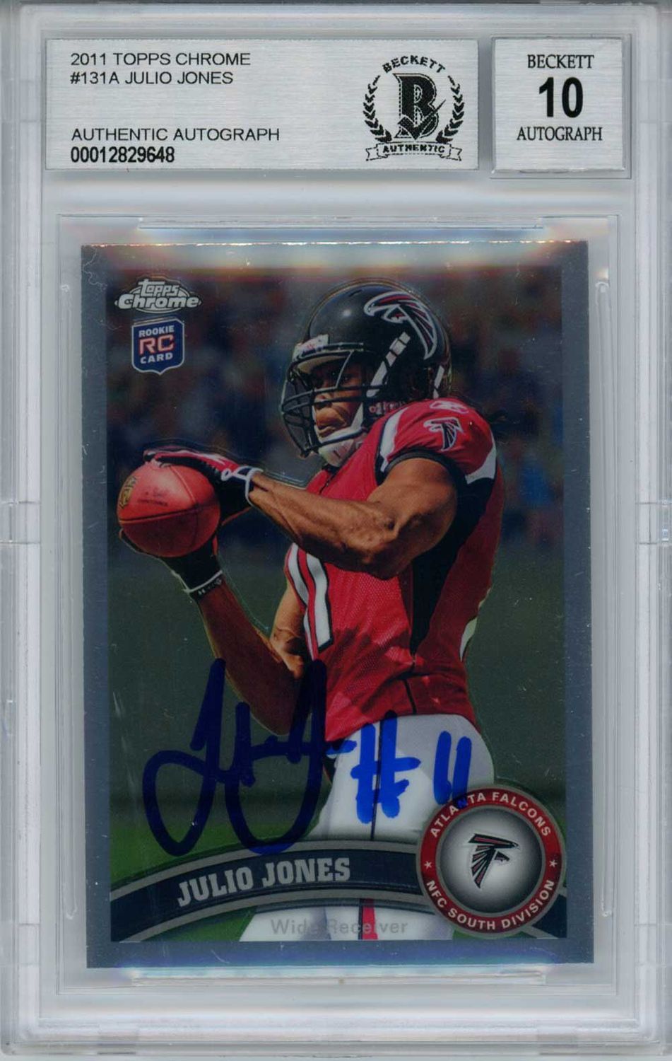 Julio Jones Autographed 2011 Topps Chrome #131A Rookie Card BAS 10 Slab