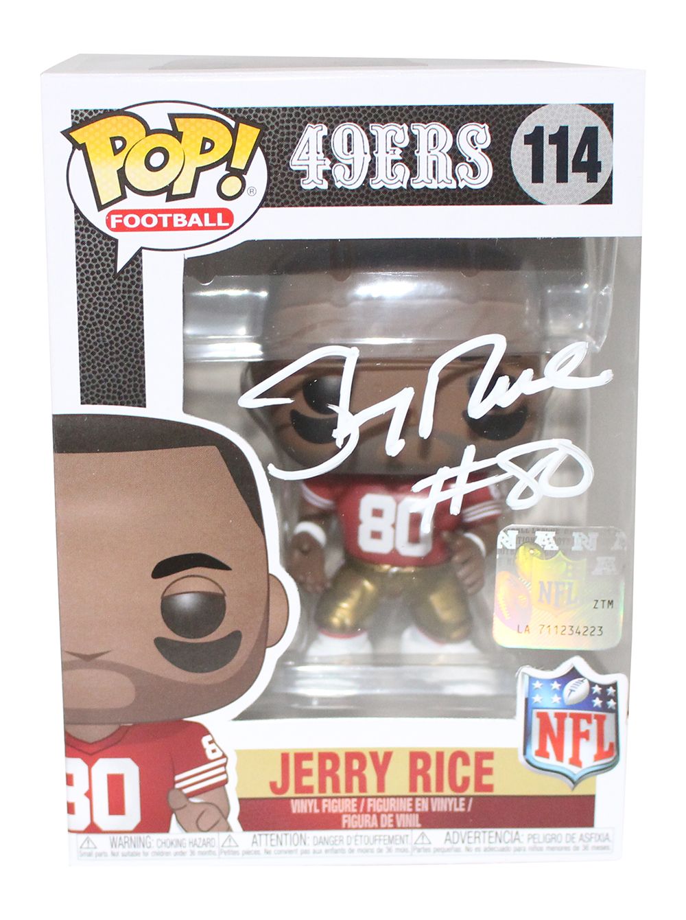 Jerry Rice Autographed San Francisco 49ers NFL Funko Pop #114 BAS