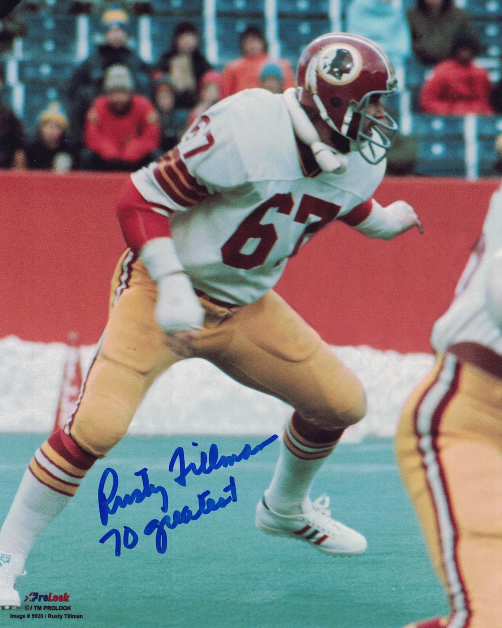 Rusty Tillman Autographed  Washington Redskins 8x10 Photo 70 Greatest