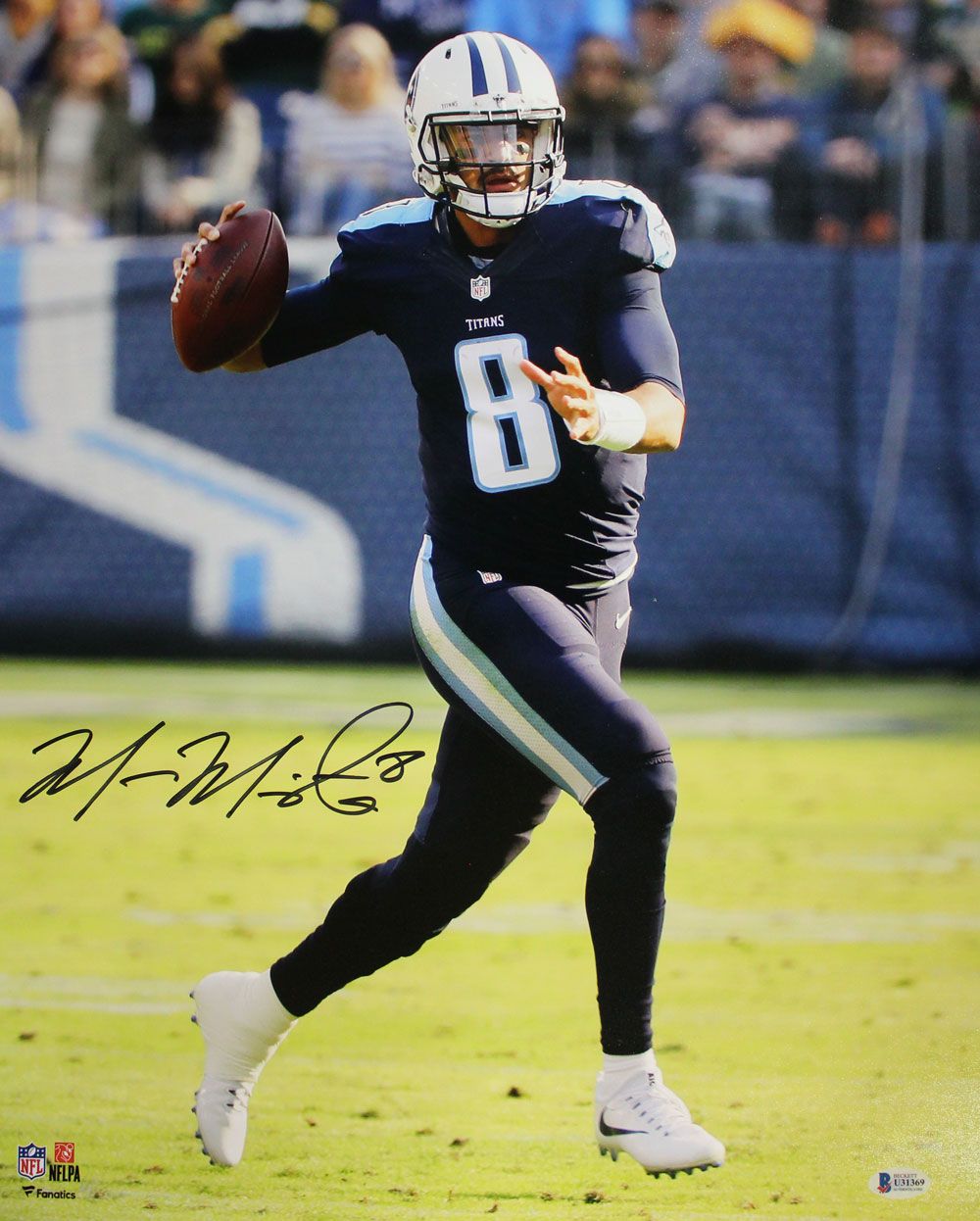Marcus Mariota Autographed/Signed Tennessee Titans 16x20 Photo BAS FAN