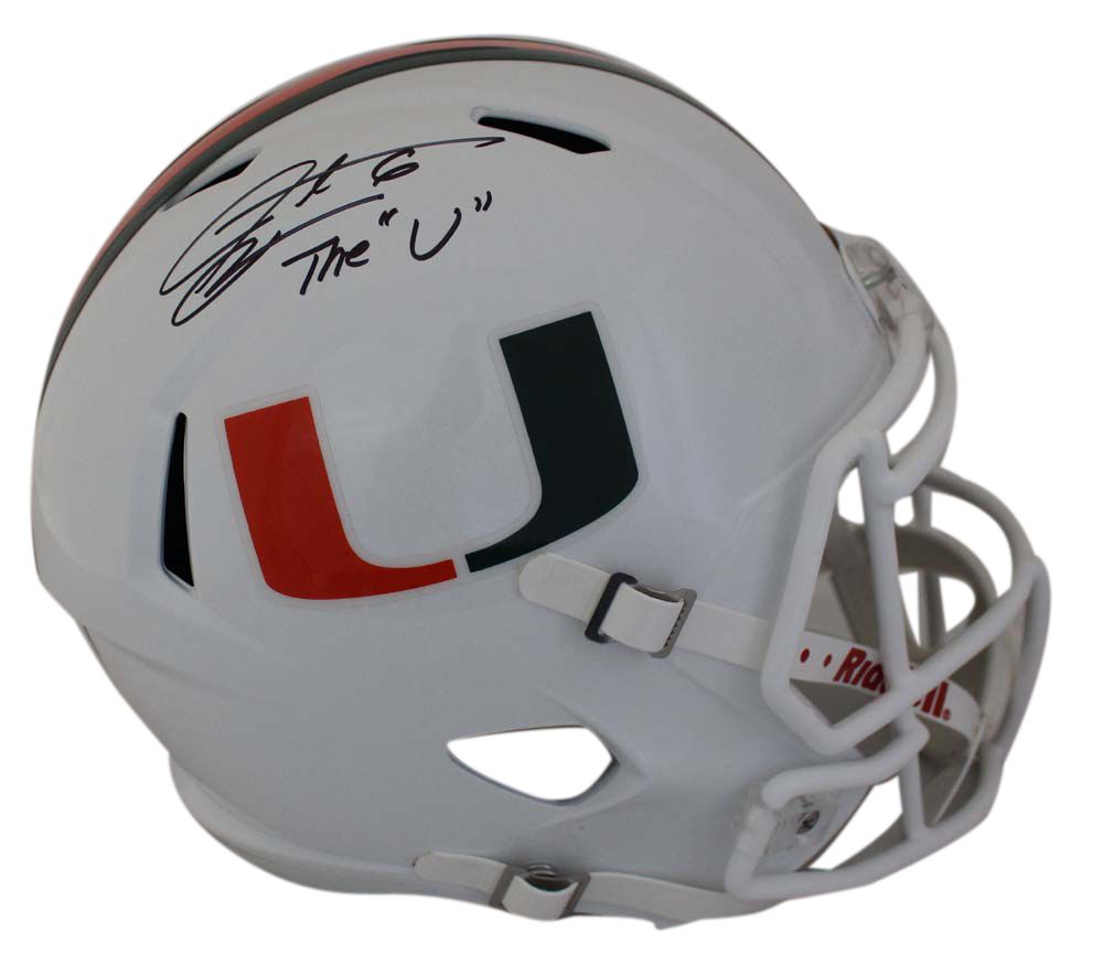 Santana Moss Autographed Miami Hurricanes Speed Replica Helmet JSA