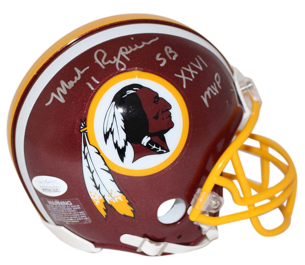 Mark Rypien Autographed/Signed Washington Redskins Mini Helmet MVP JSA