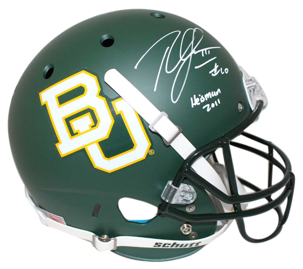 Robert Griffin III Signed Baylor Bears Green Replica Helmet Heisman BAS