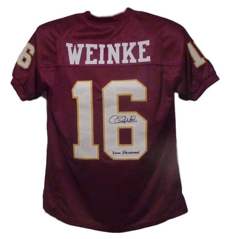 Chris Weinke Autographed Florida State Seminoles marron size XL jersey w/2000 Heisman