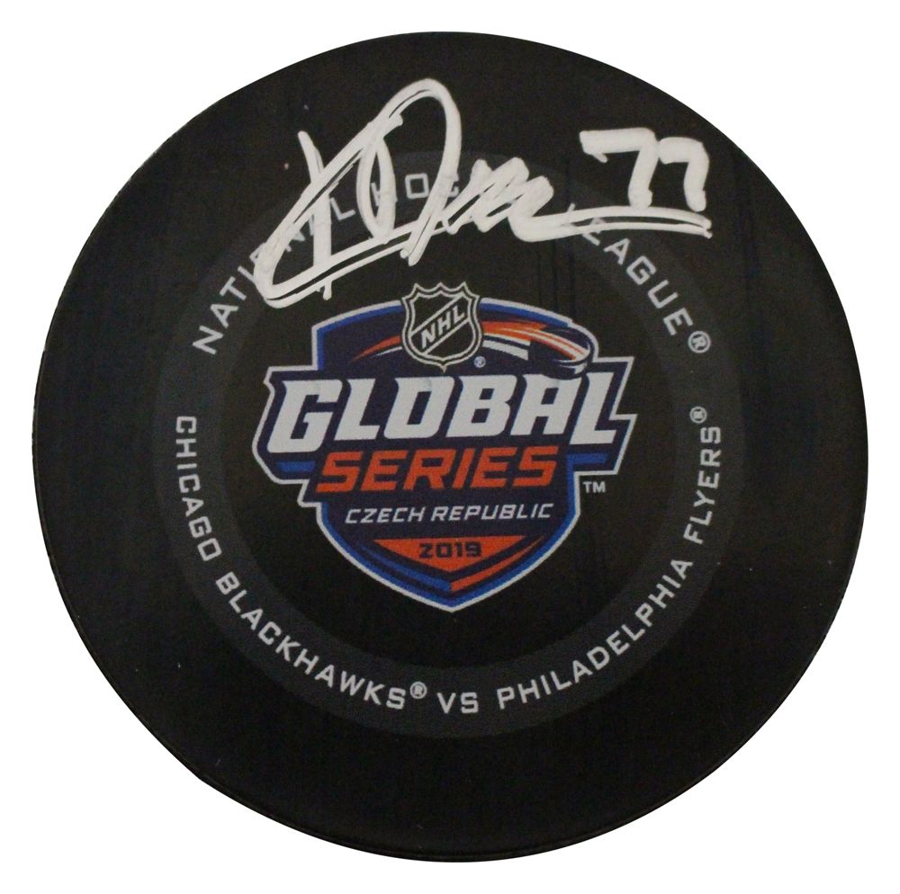 Kirby Dach Autographed Chicago Blackhawks 2019 NHL Global Series Puck FAN