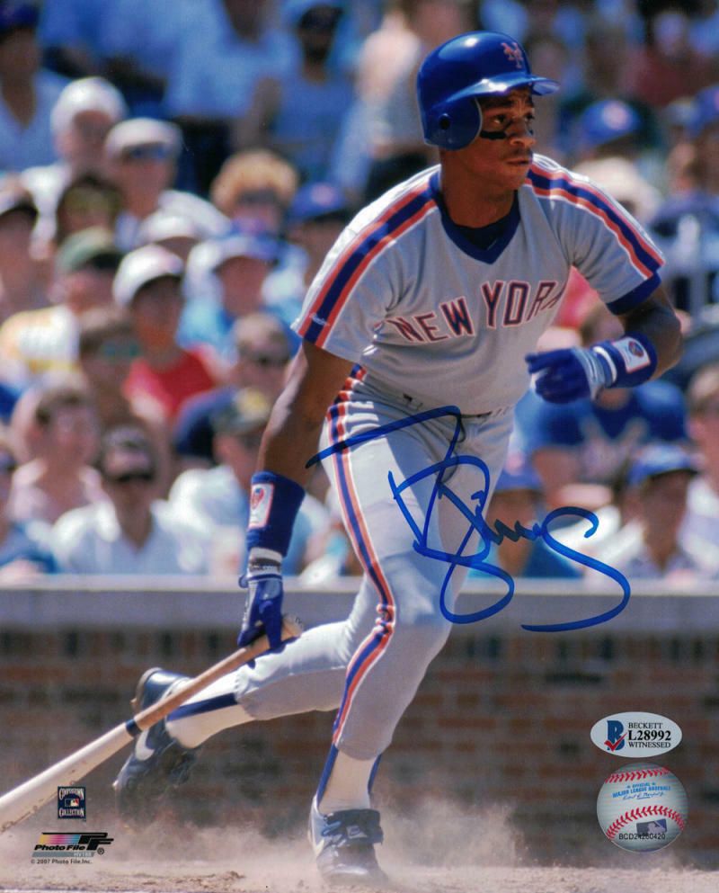 Darryl Strawberry Autographed New York Mets 8x10 Photo Grey Jersey BAS