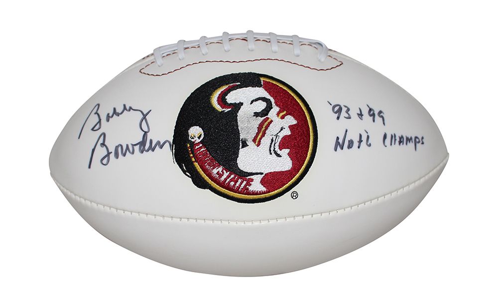 Bobby Bowden Signed Florida State Seminoles Logo Football Champs JSA