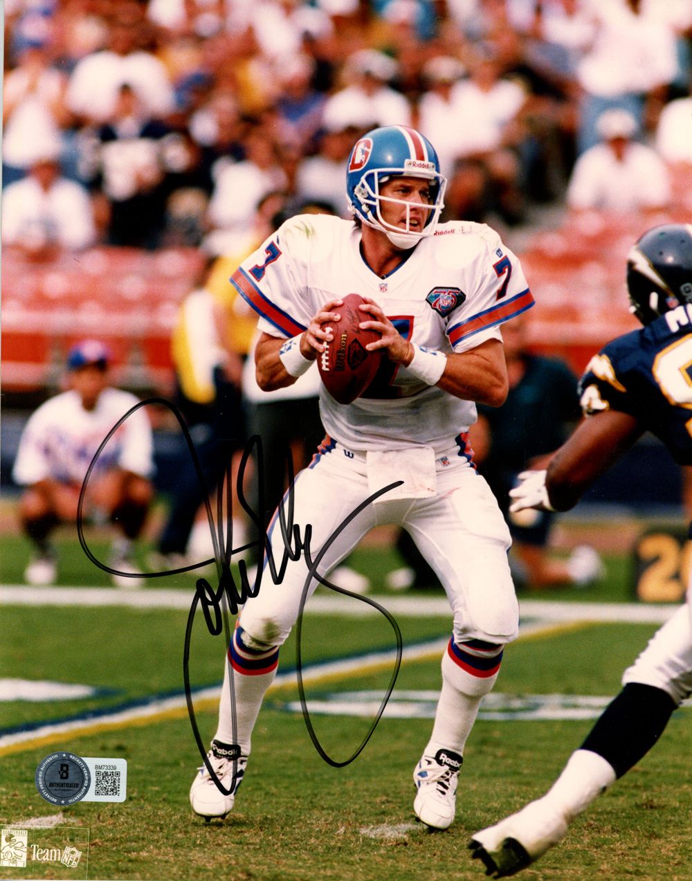 John Elway Autographed/Signed Denver Broncos 8x10 Photo BAS 45112