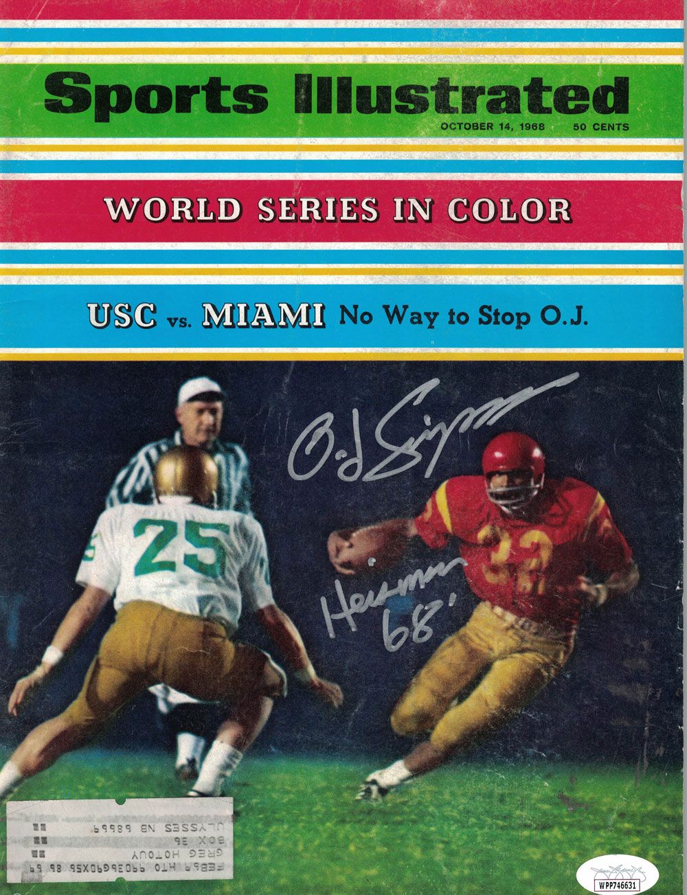 O.J. Simpson Autographed USC Trojans 1968 Sports Illustrated Magazine JSA