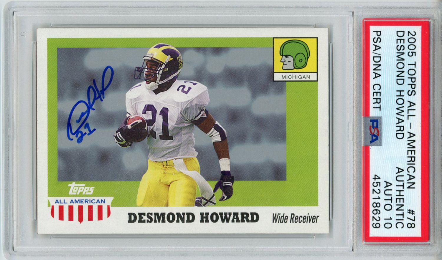 Desmond Howard Signed 2005 Topps All American Trading Card PSA Slab