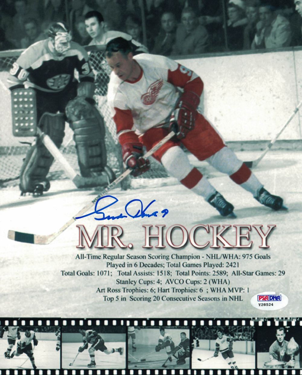 Gordie Howe Autographed/Signed Detroit Red Wings 8x10 Photo PSA