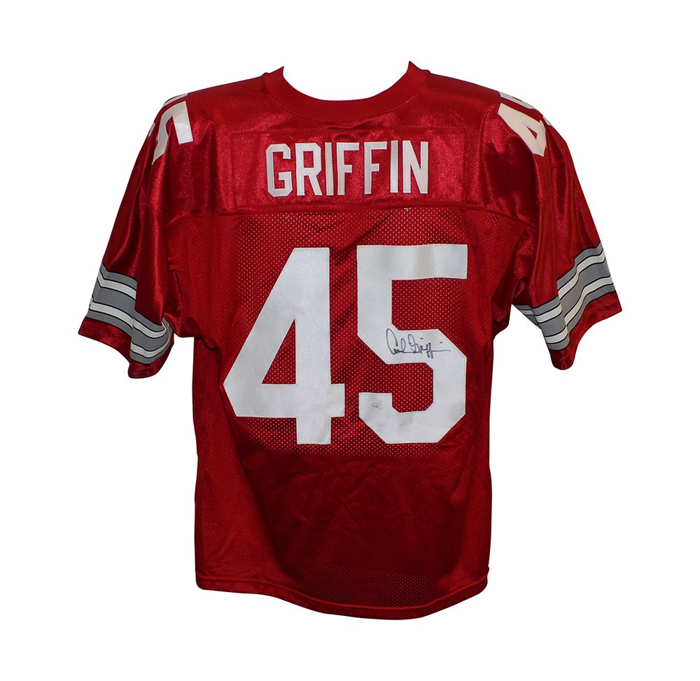 Archie Griffin Autographed/Signed College Style Red XL Jersey JSA
