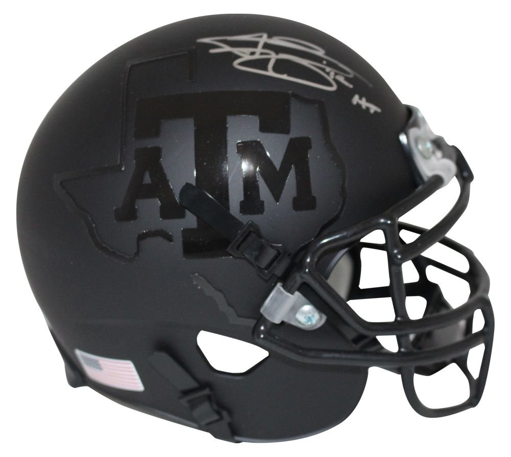 Johnny Manziel Autographed Texas A&amp;M Aggies Black Schutt Mini Helmet HT BAS