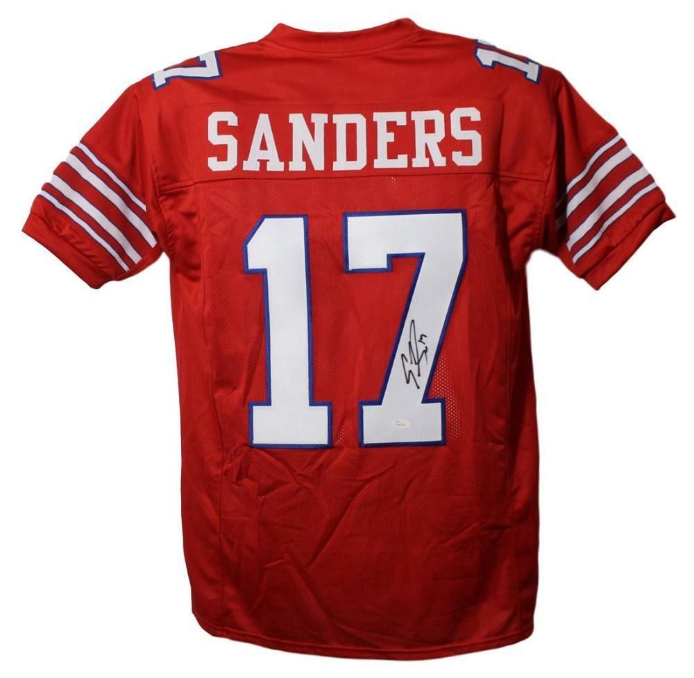 Emmanuel Sanders Autographed SMU Mustangs Red XL Jersey JSA