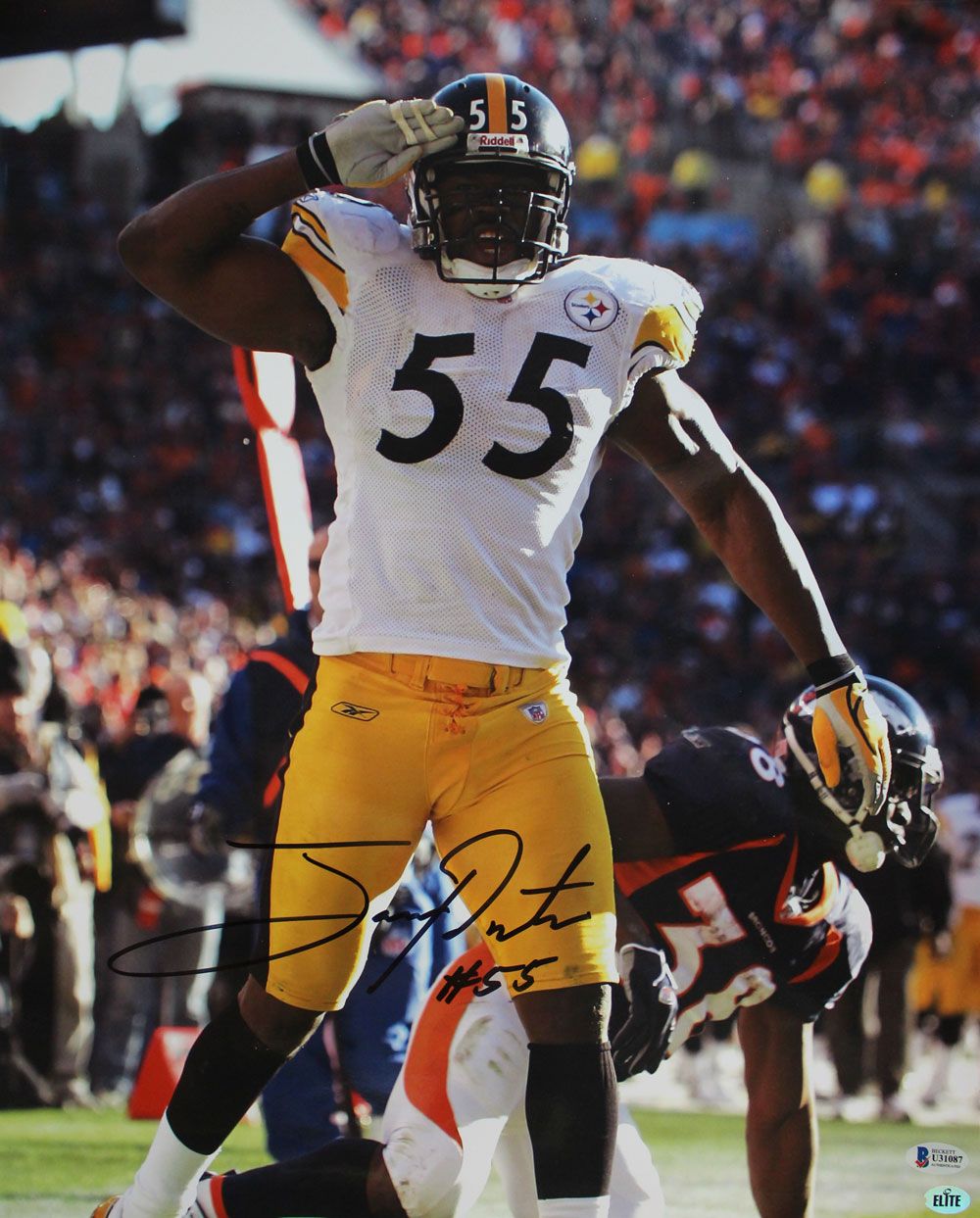 Joey Porter Autographed/Signed Pittsburgh Steelers 16x20 Photo BAS