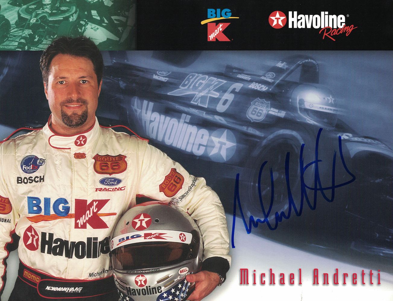 Michael Andretti Autographed/Signed Havoline 9x11 Driver Card Photo